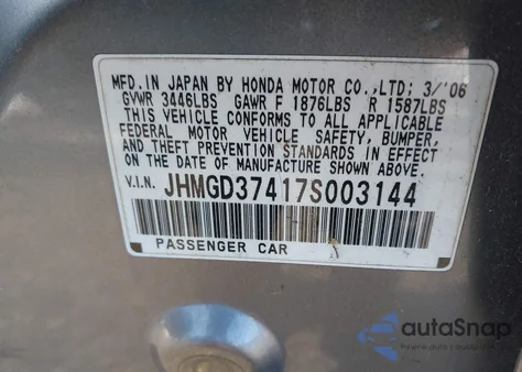 2007 Honda Fit z USA, uszkodzony, nr VIN JHMGD37417S003144
